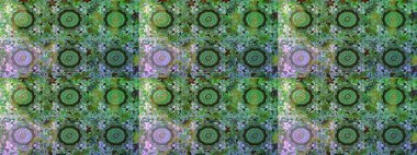 Raster illüstrasyonu. Kusursuz damaske klasik altın desen. Yeşil renkler ve altın elementler üzerinde altın pürüzsüz desen. Tekrarlayan ögelerle soyut arkaplan Raster.