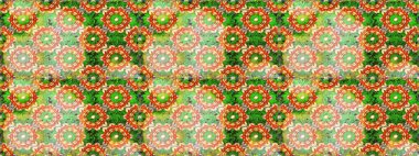 Arkaplan, kumaş, altın duvar kağıdı. Düz elle çizilmiş klasik koleksiyon. Altın elementlerle yeşil renklerde altın desen. Raster altın pürüzsüz desen.