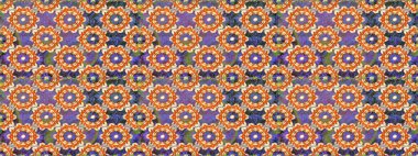 Raster altın desen. Kusursuz altın desenli bukleler. Doğu tarzı arabesk. Altın elementli turuncu renkler. Raster illüstrasyonu.