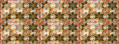 Raster illüstrasyonu. Kahverengi renkler ve altın elementler üzerinde altın pürüzsüz desen. Tekrarlayan elementlerle soyut arkaplan oluşturun. Kusursuz, klasik altın desen..