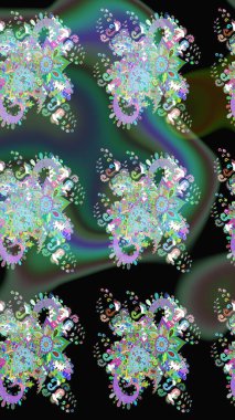 Raster illüstrasyonu. Klasik çiçek tasarımı elementleri. Yeşil kıvırcık çiçekler yeşil renkte şekillenir.