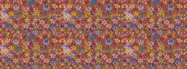 Çiçekli karalama şeklinde Raster çiçek deseni. Nazik, narin çiçek arkaplanı. Kahverengi renkte çiçekler.