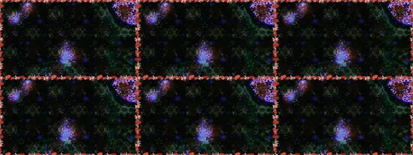 Elle boyanmış suluboya, dikişsiz çiçekler ve bitkiler. Siyah renkte çiçekler.