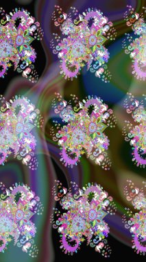 Düz Çiçek Elementleri Tasarımı. Şirin çiçek elementleri. Taslak desenli, modaya uygun kumaş deseni. Renkli Bahar Teması eskiz kalıbı. Raster illüstrasyonu.