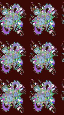 Raster Hip kumaş deseni. Eskiz Vintage Çiçek Deseni.