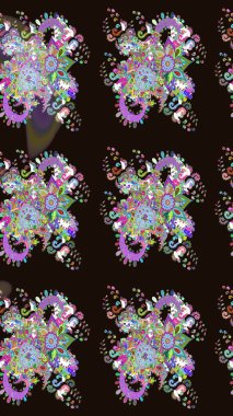 Çiçek süslemeli çizim deseni. Gri renkli çiçekler. Raster illüstrasyonu.