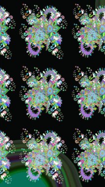 Sevimli çiçek raster deseni. Düz Çiçek Elementleri Tasarımı. Renkli Yaz Temalı eskiz kalıbı. Modaya uygun kumaş deseni.