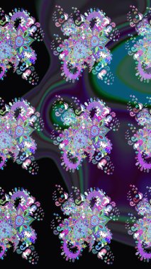 Raster illüstrasyonu. El yapımı çiçek ve bitki koleksiyonu. Şirin karalamalı çiçek desenli çizim. Raster illüstrasyonu. Eskiz tarzı siyah renkler.