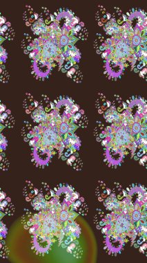 Şirin karalamalı çiçek desenli çizim. Eskiz tarzı mor renkler. Raster illüstrasyonu. Raster illüstrasyonu. El yapımı çiçek ve bitki koleksiyonu.