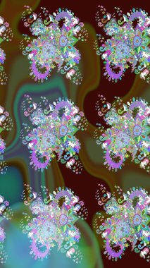 Düz Çiçek Elementleri Tasarımı. Sevimli çiçek raster deseni. Sketch Colour Spring Theme eskiz kalıbı. Kahverengi renkte çiçekler.