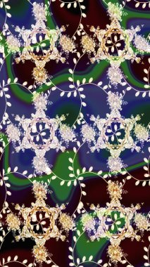 Kahverengi renkli bitkilerden oluşan parlak çiçekli çizim deseni.