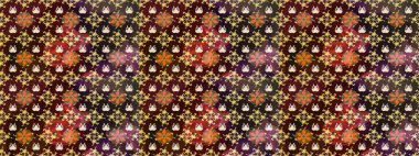 Düz Çiçek Elementleri Tasarım Raster illüstrasyonu. Kahverengi renkli çiçekler. Çiçek desenli eskiz. Renkli Bahar Teması çizim şablonu.