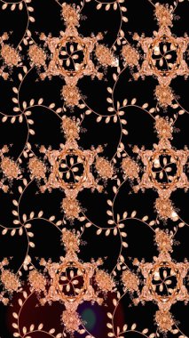 Raster deseni. Bahar çiçekleri dallı desen, siyah renkler çiçekli siluet..