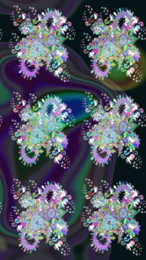 Tropik çiçek desenleri. Raster illüstrasyonu. Gri renkli çiçekler.