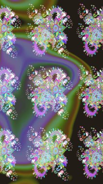 Raster illüstrasyonundaki çiçek desenli çizim. Suluboya tarzında gri renkte çiçekler.