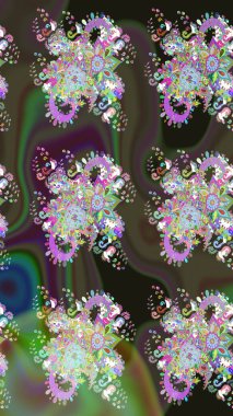 Küçük çiçekteki sevimli çiçek deseni. Yeşil renkli çiçekler. Raster illüstrasyonu.