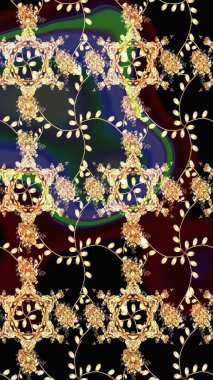 Siyah kıvırcık çiçekler siyah renkte şekillenir. Raster illüstrasyonu. Klasik çiçek tasarım elementleri.