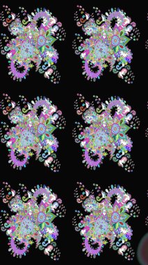 Suluboya tarzında siyah renklerde. Raster illüstrasyonu. Küçük çiçekli bahar deseni çiz.