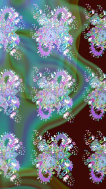 Modern çiçek arkaplanı. Halk tarzı. Moda baskıları için zarif bir şablon. Parlak renkli çiçekleri ve yeşil yaprakları olan harika bir çiçek deseni..