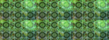 Geleneksel oryantasyon süsü. Yeşil renklerde, altın elementlerle kusursuz desen. Klasik raster sarısı, kusursuz desen. Klasik vintage arkaplan.