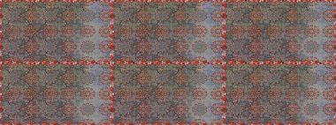 Renkli Bahar Temalı Kusursuz Arkaplan. Raster illüstrasyonunda kusursuz çiçek deseni. Düz Çiçek Elementleri Tasarımı. Gri renkli çiçekler.