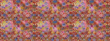 Düz Çiçek Elementleri Tasarımı. Çiçekle kusursuz desen. Kahverengi renkli çiçekler. Renkli Bahar Teması Kusursuz Arkaplan.