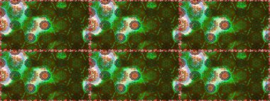 Ağaç dallı bahar çiçekleri ile desen, çiçek siluetiyle yeşil renkler. Raster deseni.