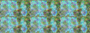 Renkli Bahar Temalı Kusursuz Arkaplan. Sevimli çiçek raster deseni. Düz Çiçek Elementleri Tasarımı. Mavi renkte çiçekler.