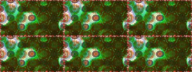 Ağaç dallı bahar çiçekleri ile desen, çiçek siluetiyle yeşil renkler. Raster deseni.