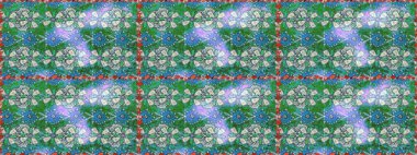 Ağaç dallı bahar çiçekleri ile desen, çiçek siluetiyle yeşil renkler. Raster deseni.