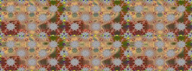 Hediye ambalaj kağıdı, tebrik kartları, posterler ve pankart tasarımı. Bej renkli çiçekler. Raster düz çiçekleri pürüzsüz desen.