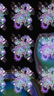 Güzel karalamalı çiçek desenli çizim. Raster illüstrasyonu. Güzel kumaş deseni. Küçük çiçekte sevimli çiçek deseni var..