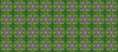 Damask altın soyut çiçek deseni yeşil, gri ve kahverengi renklerde. Süslü dekorasyon. Raster illüstrasyonu.