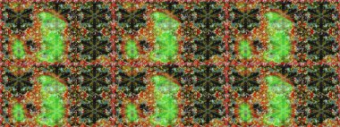 Altın elementlerle yeşil renklerde altın desen. Barok tarzında duvar kağıdı tasarımı için kusursuz damaske deseni arkaplanı. Süslü raster dekorasyonu.