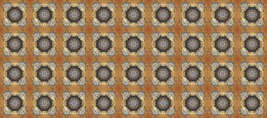 Raster illüstrasyonu. Kusursuz soyut bir arkaplan. Oriental raster klasik bej, kahverengi ve gri ve altın desenli.