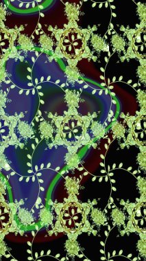 Çizgi çizimi kalıbı. Şirin çiçekler. Raster Moda kumaş deseni.