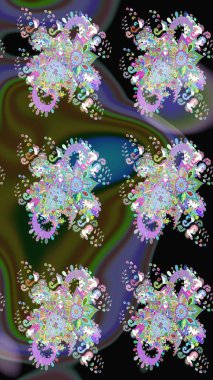 Renkli çizim kalıbı. Raster illüstrasyonu. Çiçek arkaplan. Yeşil renkli şirin tekstil. Çiçek duvar kağıdı.