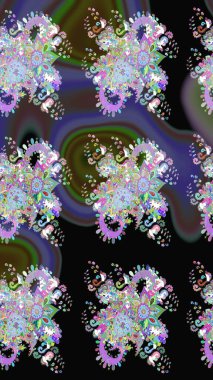 Anti-stres için soyut örnek sayfası. Siyah renklerde. Raster illüstrasyonu.