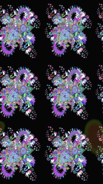 Düz Çiçek Elementleri Tasarımı. Renkli Bahar Teması eskiz kalıbı. Süslü kumaş deseni. Raster illüstrasyonunda çiçek deseni çizimi.