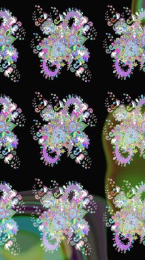 Renkli Bahar Teması eskiz kalıbı. Düz Çiçek Elementleri Tasarımı. Çiçek deseni. Raster çizimi. Güzel kumaş deseni..