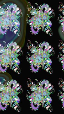 Çiçekli karalama şeklinde Raster çiçek deseni. Nazik, yaz çiçekleri siyah renklerde. Raster illüstrasyonu.