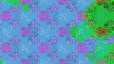 Renkli Bahar Teması eskiz kalıbı. Mavi ve yeşil renklerde zarif çiçek buketi suluboya. Raster illüstrasyonu. Düz Çiçek Elementleri Tasarımı.