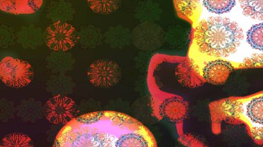 Raster illüstrasyonundaki çiçek desenli çizim. Gri ve kahverengi renkte çiçekler.