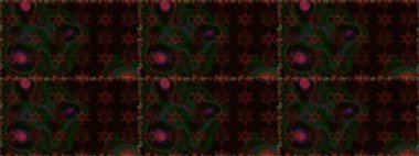 Suluboya tarzında siyah renklerde. Küçük çiçekli kusursuz yay deseni. Raster illüstrasyonu.