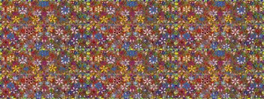 Elle çizilmiş çiçek deseni (fayans). Tekstil için dikişsiz suluboya desen. Şirin çiçekli, desenli, kahverengi desenli..