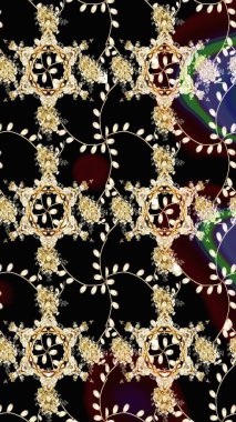 Düz Çiçek Elementleri Tasarımı. Renkli Bahar Teması eskiz kalıbı. Raster illüstrasyonundaki çiçek desenli çizim. Süslü kumaş deseni.