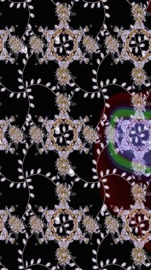 Süslü kumaş deseni. Düz Çiçek Elementleri Tasarımı. Raster illüstrasyonundaki çiçek desenli çizim. Renkli Bahar Teması çizim şablonu.