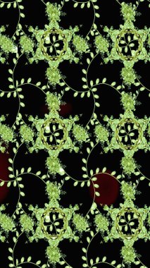 Siyah renklerde. Çiçekli güzel suluboya desen. Raster illüstrasyonu.