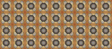 Raster illüstrasyonu. Kusursuz soyut bir arkaplan. Oriental raster klasik bej, kahverengi ve gri ve altın desenli.