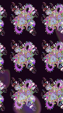 Raster Güzel kumaş deseni. Raster suluboya deseni, narin çiçekler, siyah çiçekler, tebrik kartı şablonu..